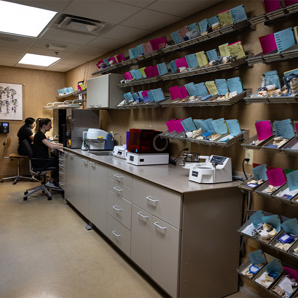 Dentures being worked on in dental lab